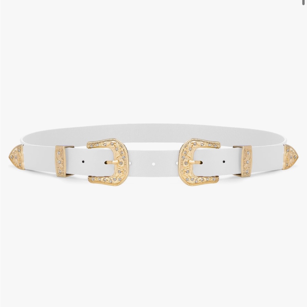 Women’s White Western Cowgirl Leather Belt